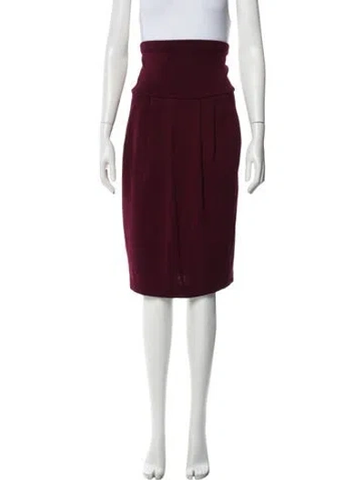 Pre-owned Donna Karan Wool Midi Length Skirt In Burgundy