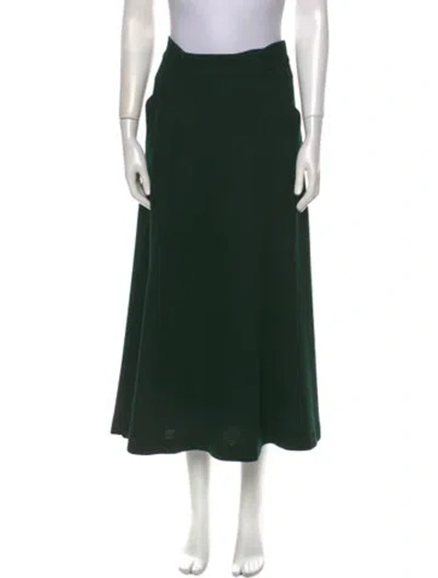 Pre-owned Donna Karan Wool Midi Length Skirt In Green