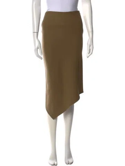 Pre-owned Donna Karan Wool Midi Length Skirt In Green