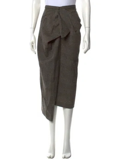 Pre-owned Donna Karan Wool Midi Length Skirt In Green