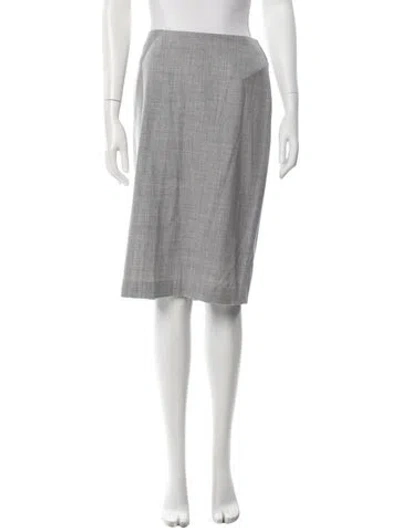 Pre-owned Donna Karan Wool Midi Length Skirt In Grey