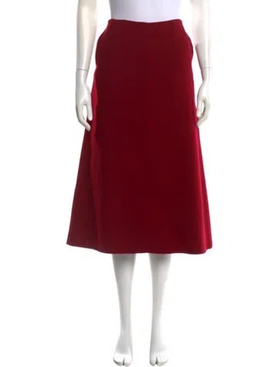 Pre-owned Donna Karan Wool Midi Length Skirt In Red