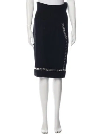 Pre-owned Donna Karan Wool Midi Length Skirt W/ Tags In Black