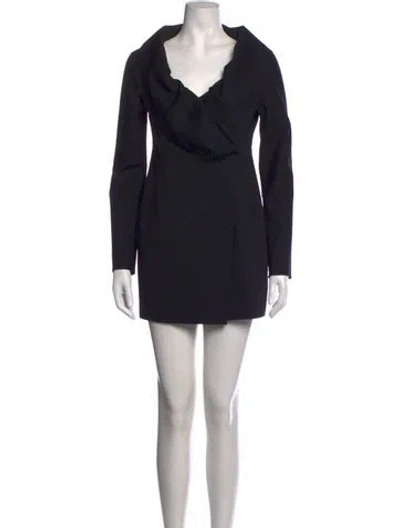 Pre-owned Donna Karan Wool Mini Dress In Black