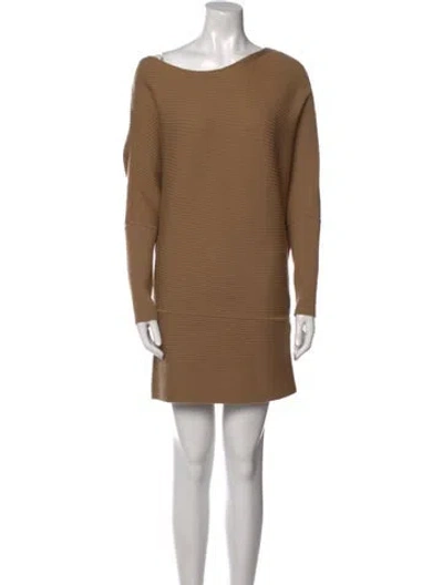 Pre-owned Donna Karan Wool Mini Dress In Brown