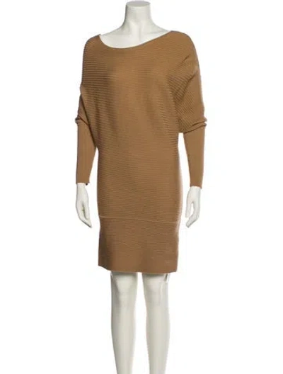 Pre-owned Donna Karan Wool Mini Dress In Brown