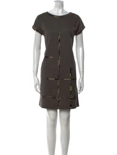 Pre-owned Donna Karan Wool Mini Dress In Gray