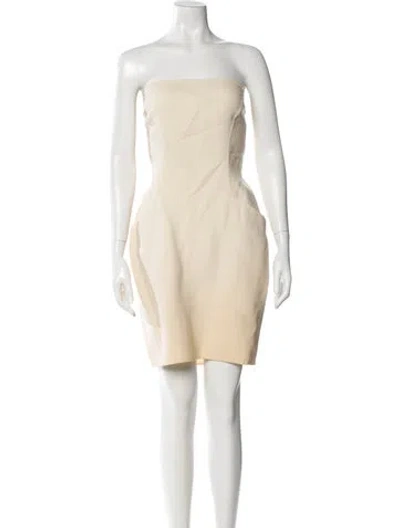 Pre-owned Donna Karan Wool Mini Dress In Neutral