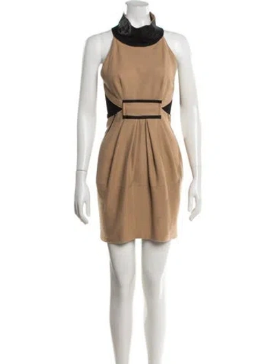Pre-owned Donna Karan Wool Mini Dress In Neutrals