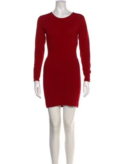 Pre-owned Donna Karan Wool Mini Dress In Red