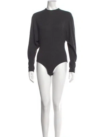 Pre-owned Donna Karan Wool Mock Neck Bodysuit In Gray