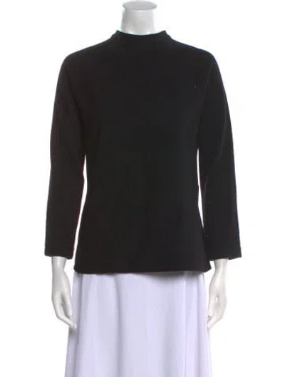 Pre-owned Donna Karan Wool Mock Neck Sweater In Black