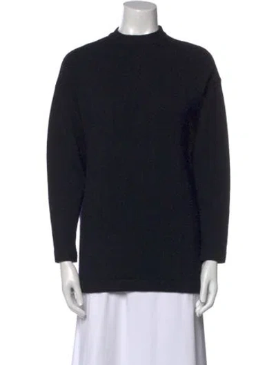 Pre-owned Donna Karan Wool Mock Neck Sweatshirt In Black