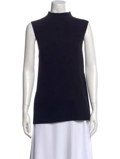 Pre-owned Donna Karan Wool Mock Neck Top In Black