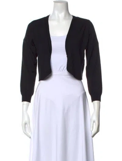Pre-owned Donna Karan Wool Open Front Sweater In Black