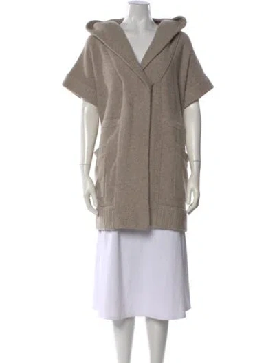 Pre-owned Donna Karan Wool Open Front Sweater In Neutral