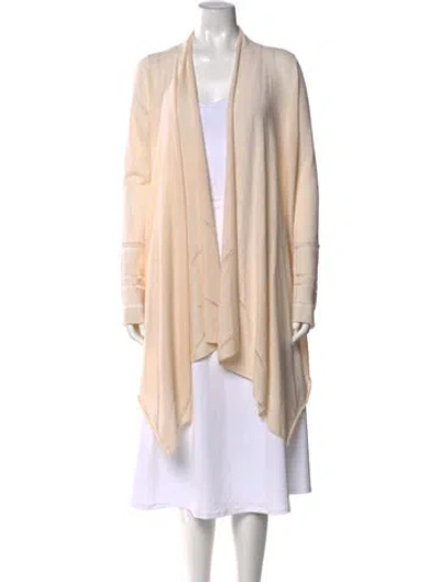 Pre-owned Donna Karan Wool Open Front Sweater In Neutral