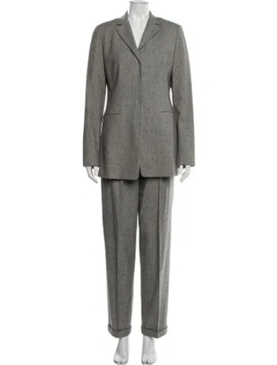 Pre-owned Donna Karan Wool Pantsuit In Gray