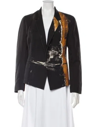 Pre-owned Donna Karan Wool Printed Blazer In Gray