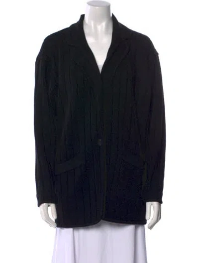 Pre-owned Donna Karan Wool Printed Sweater In Black