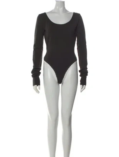 Pre-owned Donna Karan Wool Scoop Neck Bodysuit In Black