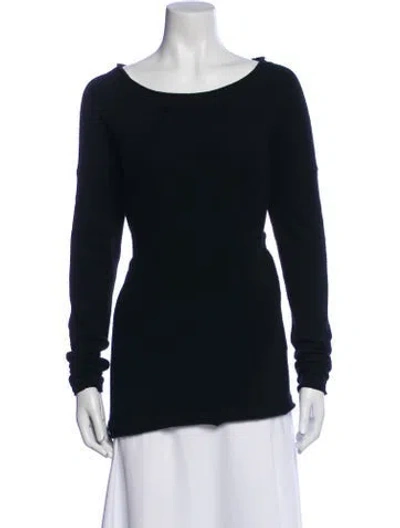 Pre-owned Donna Karan Wool Scoop Neck Sweater In Blue
