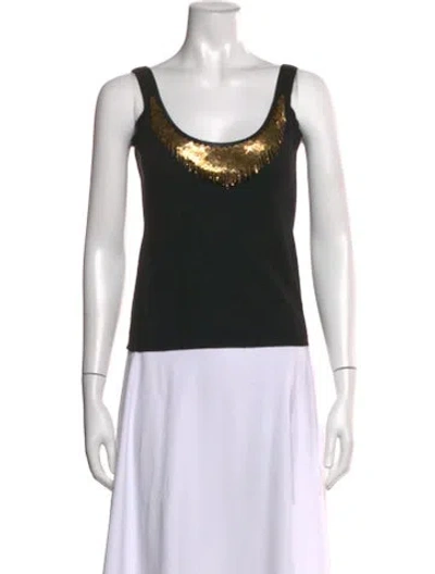 Pre-owned Donna Karan Wool Scoop Neck Top In Black