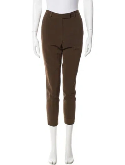 Pre-owned Donna Karan Wool Skinny Leg Pants In Brown