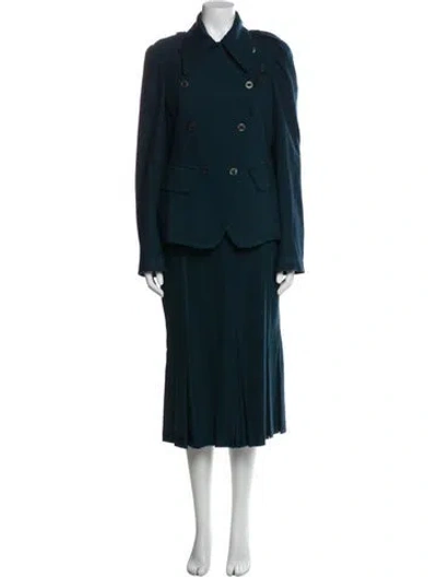 Pre-owned Donna Karan Wool Skirt Set W/ Tags In Green