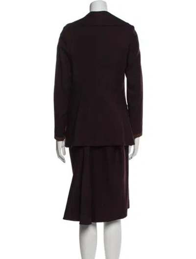 Pre-owned Donna Karan Wool Skirt Suit In Burgundy
