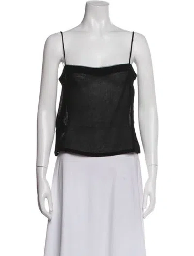 Pre-owned Donna Karan Wool Square Neckline Top In Black