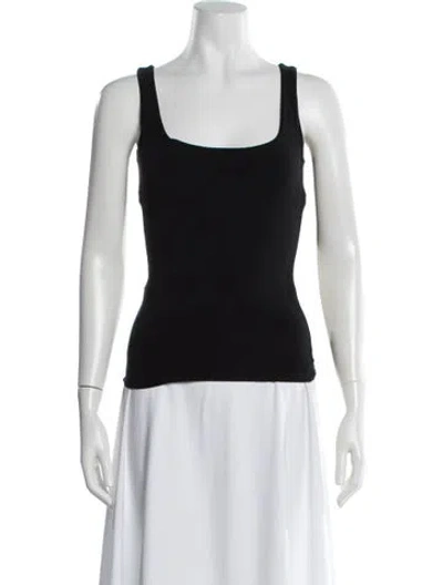 Pre-owned Donna Karan Wool Square Neckline Top In Black