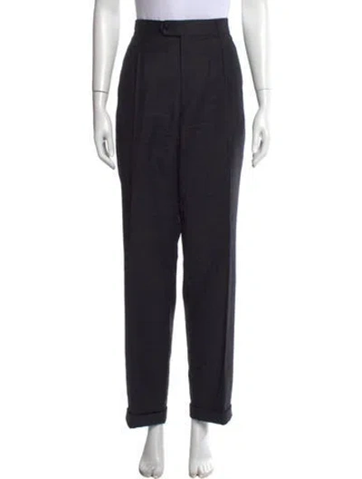Pre-owned Donna Karan Wool Straight Leg Pants In Black