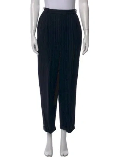 Pre-owned Donna Karan Wool Straight Leg Pants In Blue