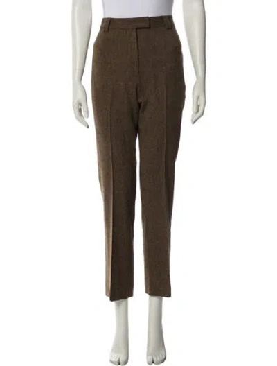 Pre-owned Donna Karan Wool Straight Leg Pants In Brown