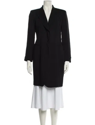 Pre-owned Donna Karan Wool Striped Blazer In Black