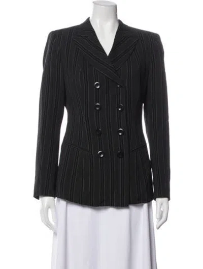 Pre-owned Donna Karan Wool Striped Blazer In Black