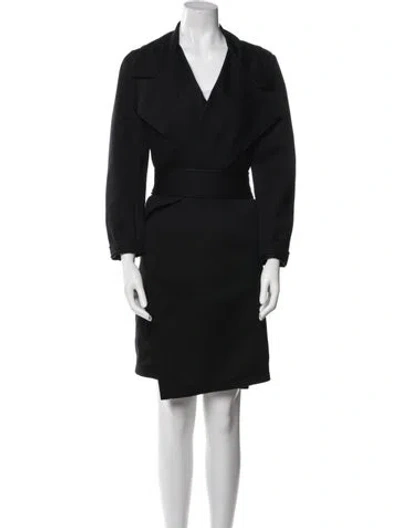 Pre-owned Donna Karan Wool Trench Coat In Black