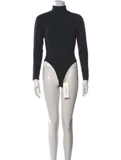 Pre-owned Donna Karan Wool Turtleneck Bodysuit In Grey