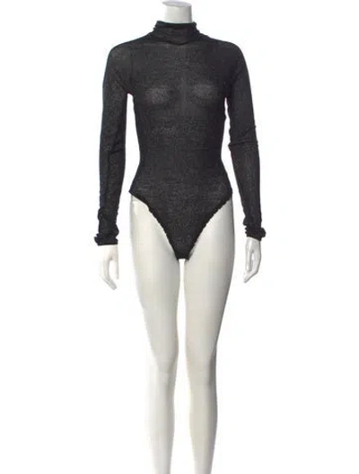 Pre-owned Donna Karan Wool Turtleneck Bodysuit In Grey