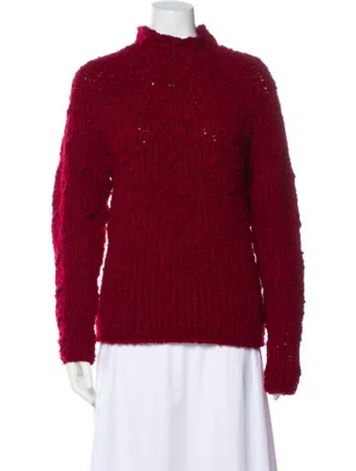 Pre-owned Donna Karan Wool Turtleneck Sweater In Red