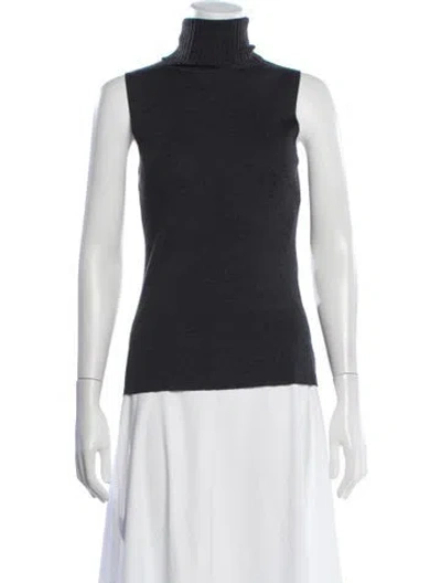 Pre-owned Donna Karan Wool Turtleneck Sweater In White