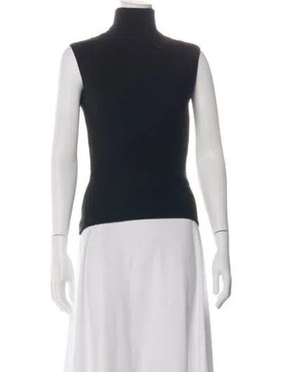 Pre-owned Donna Karan Wool Turtleneck Top In Black