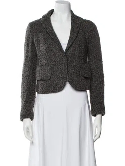 Pre-owned Donna Karan Wool Tweed Pattern Blazer In Brown