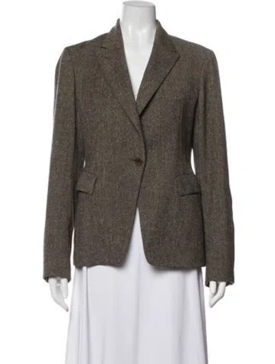 Pre-owned Donna Karan Wool Tweed Pattern Blazer In Grey