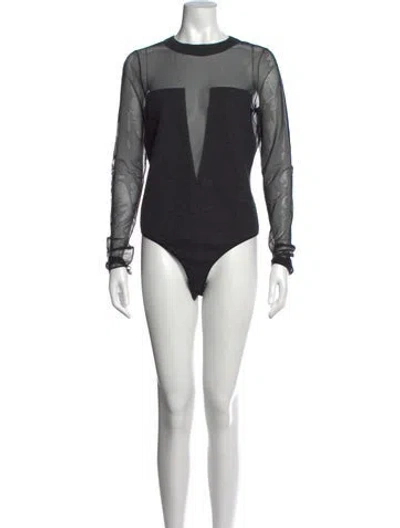 Pre-owned Donna Karan Wool V-neck Bodysuit In Black