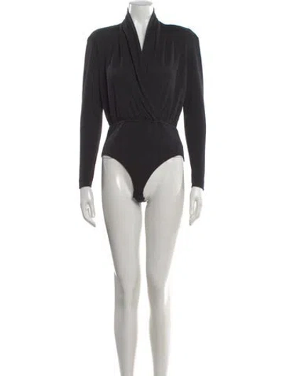 Pre-owned Donna Karan Wool V-neck Bodysuit In Gray