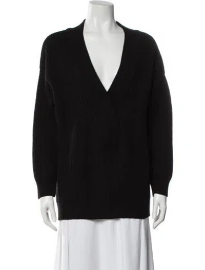 Pre-owned Donna Karan Wool V-neck Sweater In Black