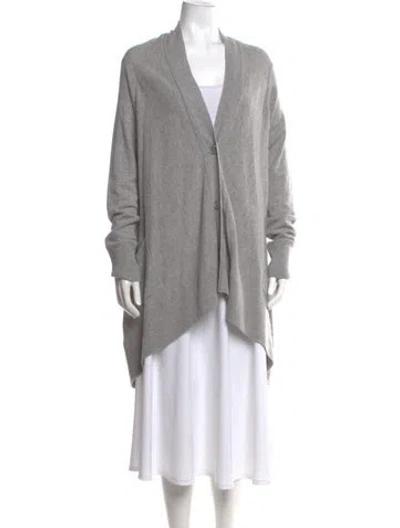Pre-owned Donna Karan Wool V-neck Sweater In Gray