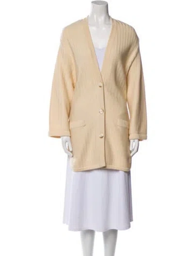 Pre-owned Donna Karan Wool V-neck Sweater In Neutral